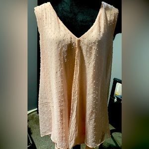 Pink sheer w/ underlay sleeveless blouse
